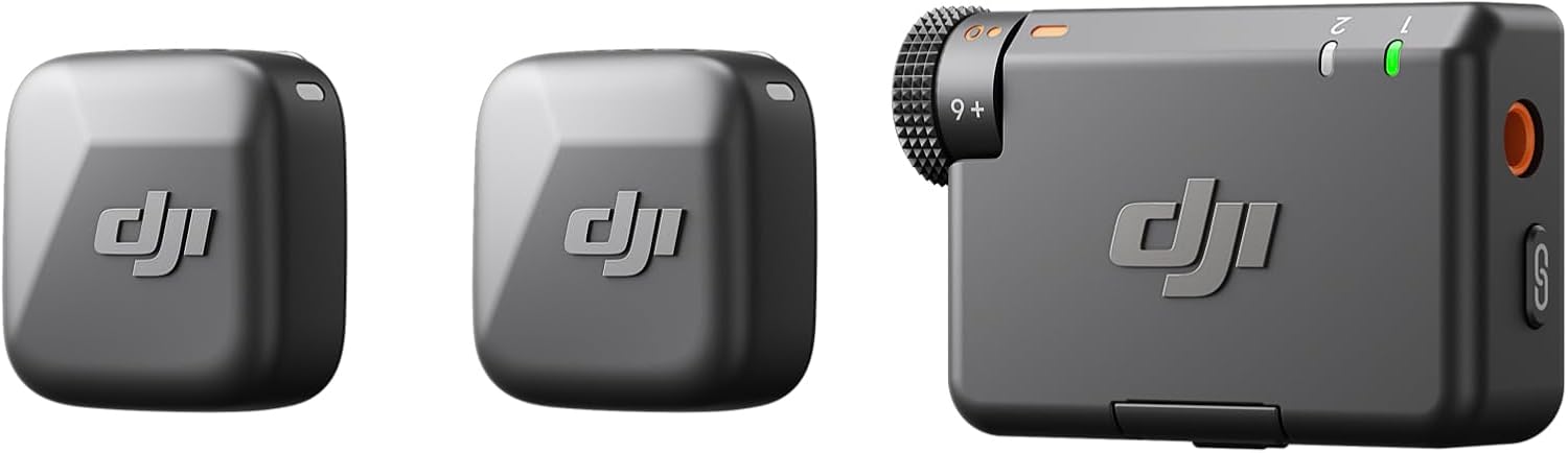 DJI Mic Mini Wireless Lavalier Microphone Kit with 2 TX, 1 RX and Charging Case for iPhone, Android, Camera, Vlogging and Streaming