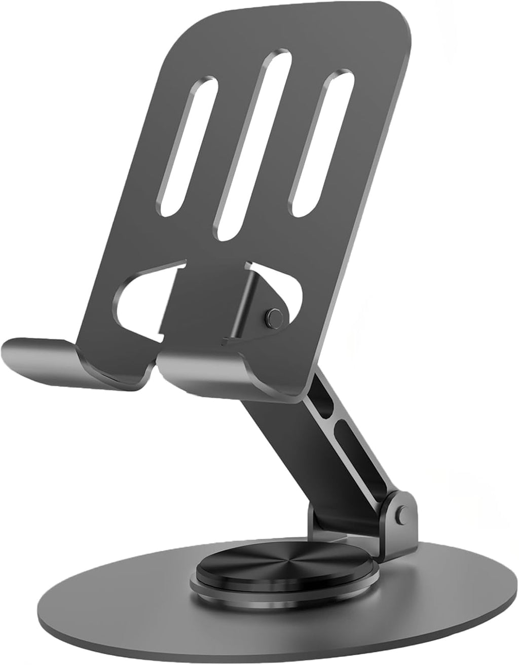 360° Rotating Aluminum Phone Stand for Desk, Adjustable Universal Smartphone Holder – Grey