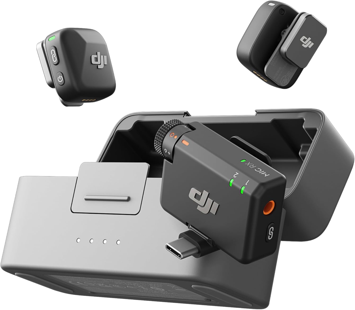 DJI Mic Mini Wireless Lavalier Microphone Kit with 2 TX, 1 RX and Charging Case for iPhone, Android, Camera, Vlogging and Streaming