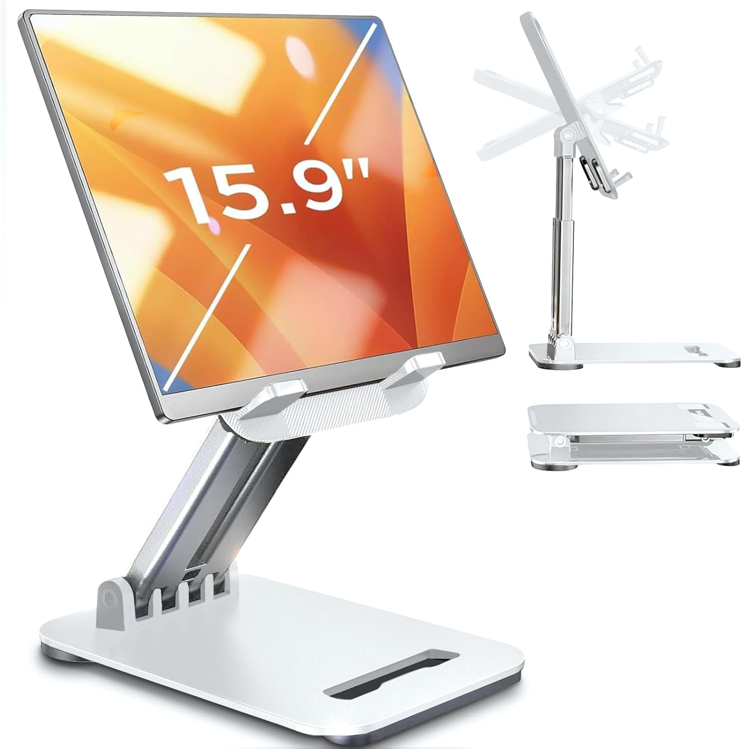 LISEN Adjustable Tablet Stand for iPad, Foldable Desk Holder for Tablets, Kindle and Switch, Portable Travel Stand