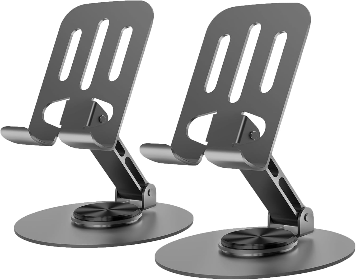 360° Rotating Aluminum Phone Stand for Desk, Adjustable Universal Smartphone Holder – Grey
