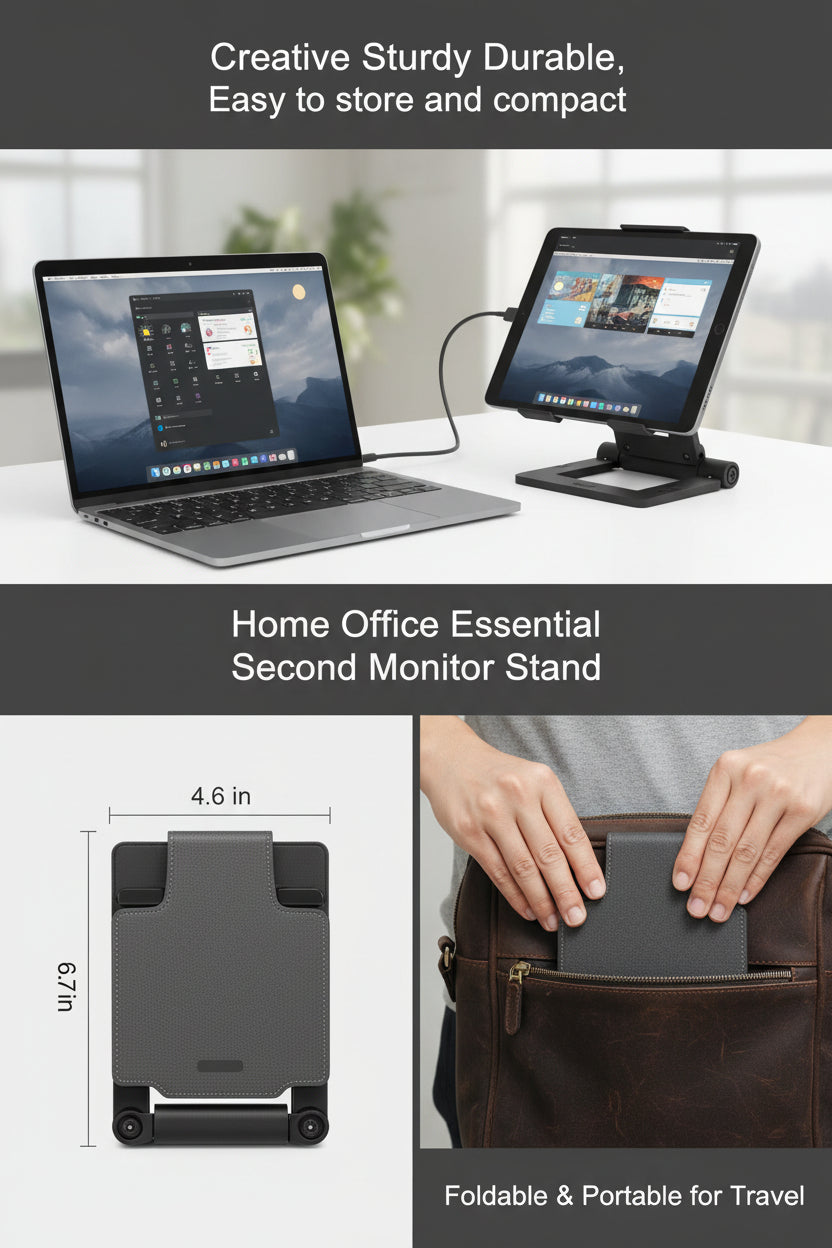 LISEN Adjustable Tablet Stand for iPad, Foldable Desk Holder for Tablets, Kindle and Switch, Portable Travel Stand