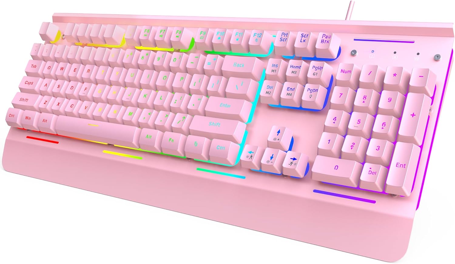 TECKNET USB Wired Gaming Keyboard, RGB Backlit, 25 Anti-Ghosting Keys, IP32 Water Resistant Design, Quiet Switches, Black