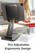 LISEN Adjustable Tablet Stand for iPad, Foldable Desk Holder for Tablets, Kindle and Switch, Portable Travel Stand