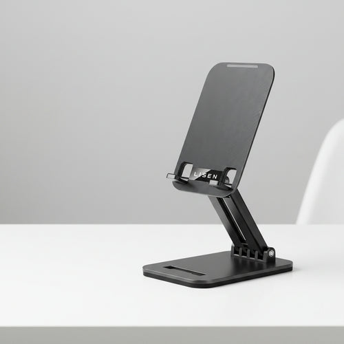 LISEN Adjustable Tablet Stand for iPad, Foldable Desk Holder for Tablets, Kindle and Switch, Portable Travel Stand