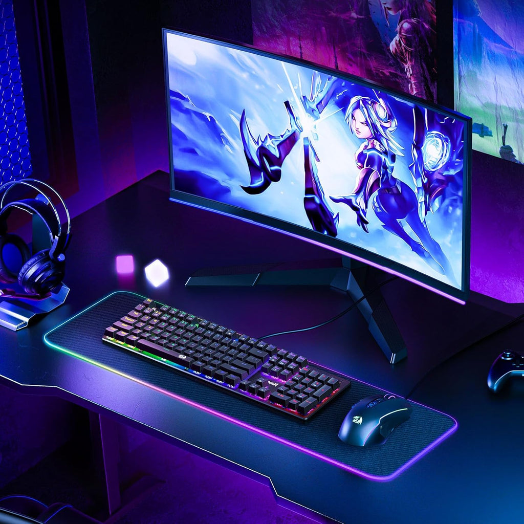 Redragon Wired Mechanical Gaming Keyboard, Hot-Swappable Red Switches, RGB Backlit, Anti-Ghosting Keys, PBT Keycaps, PC and Mac Compatible