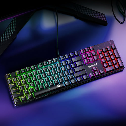 Redragon Wired Mechanical Gaming Keyboard, Hot-Swappable Red Switches, RGB Backlit, Anti-Ghosting Keys, PBT Keycaps, PC and Mac Compatible