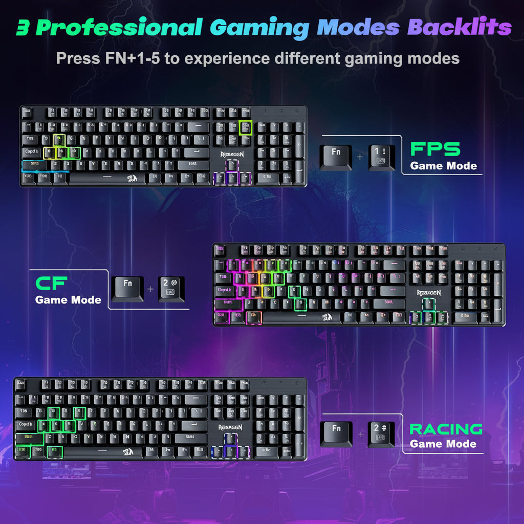 Redragon Wired Mechanical Gaming Keyboard, Hot-Swappable Red Switches, RGB Backlit, Anti-Ghosting Keys, PBT Keycaps, PC and Mac Compatible
